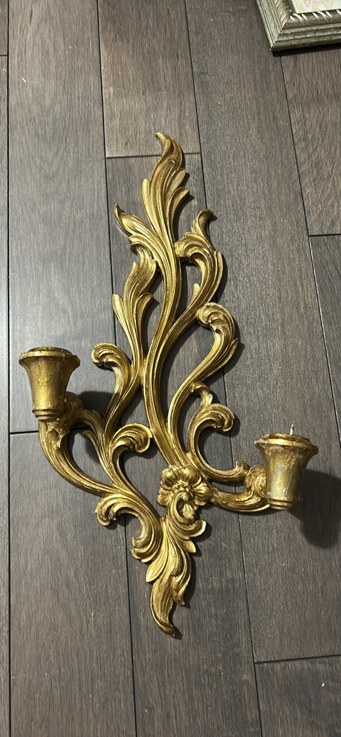 Vintage Gold Candle Sconce Wall Decor