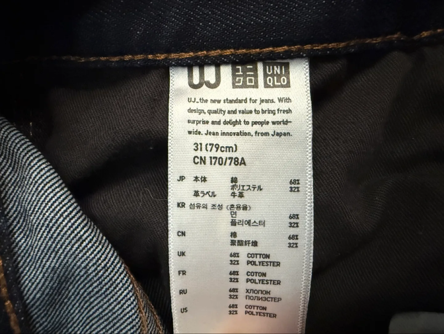 Men's UNIQLO Dark Wash Jeans - Size 31 (79cm) image indicator(3)