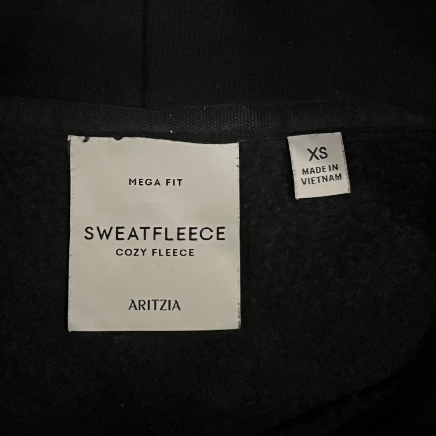 Aritzia Sweatfleece Mega Fit Hoodie - Black - Size XS - photo 2