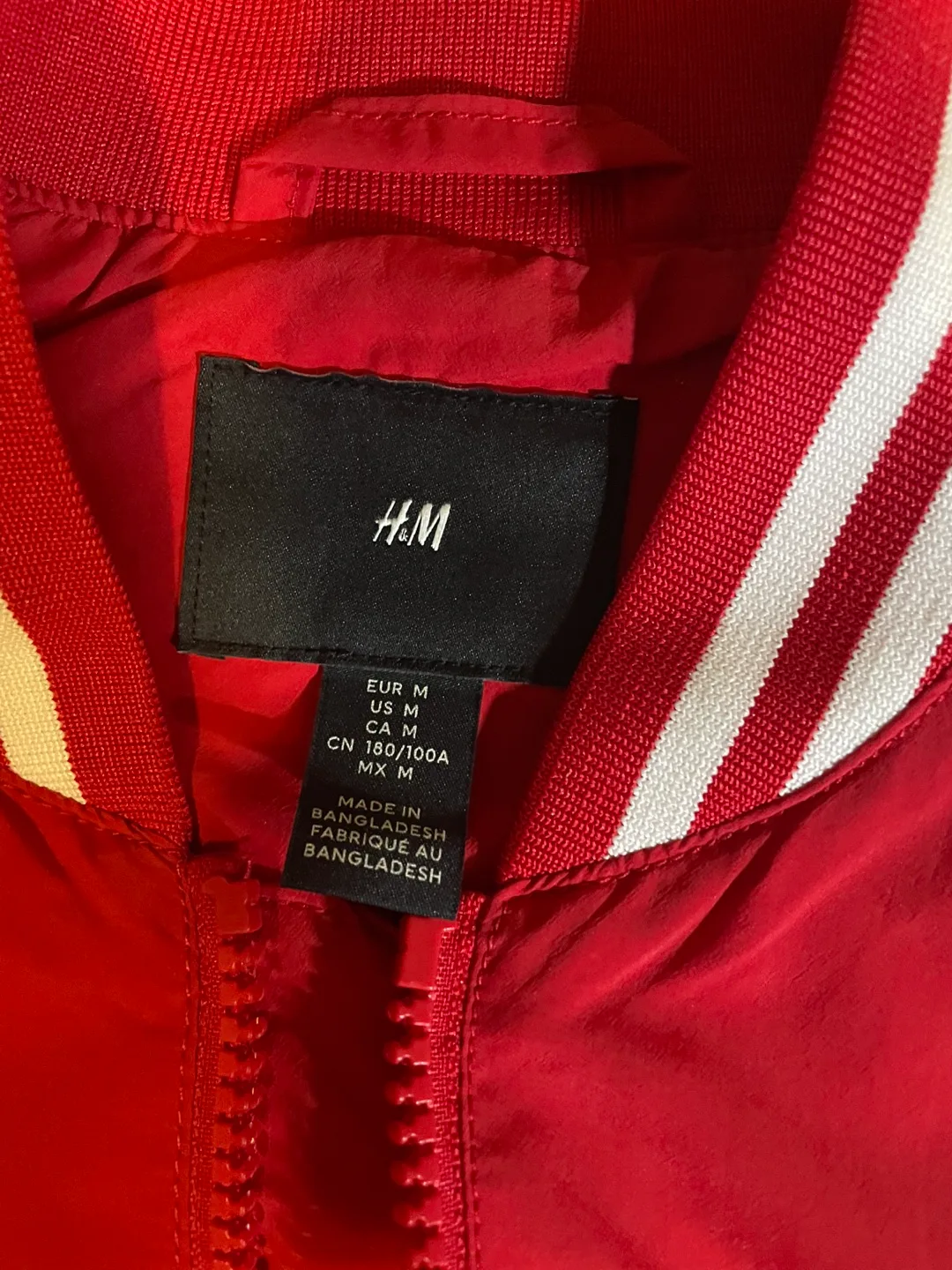 Red H&M bomber jacket image indicator(5)