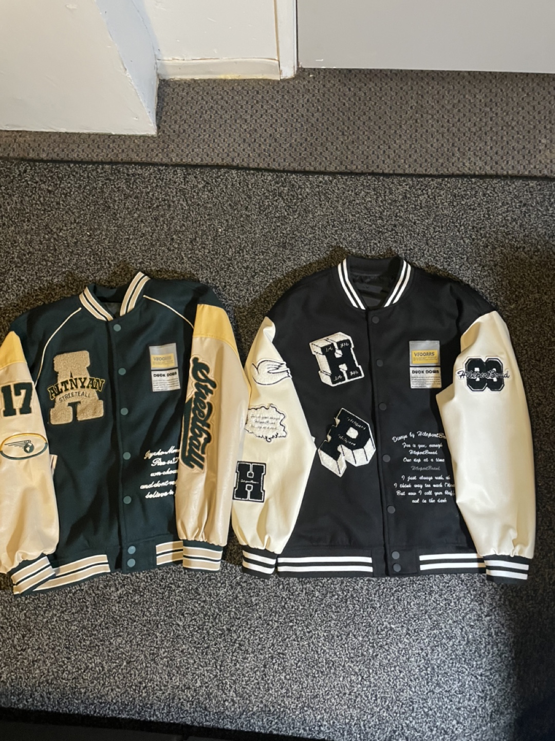 2 varsity jackets for 50 dollars, 35 dollars each varsity jacket
