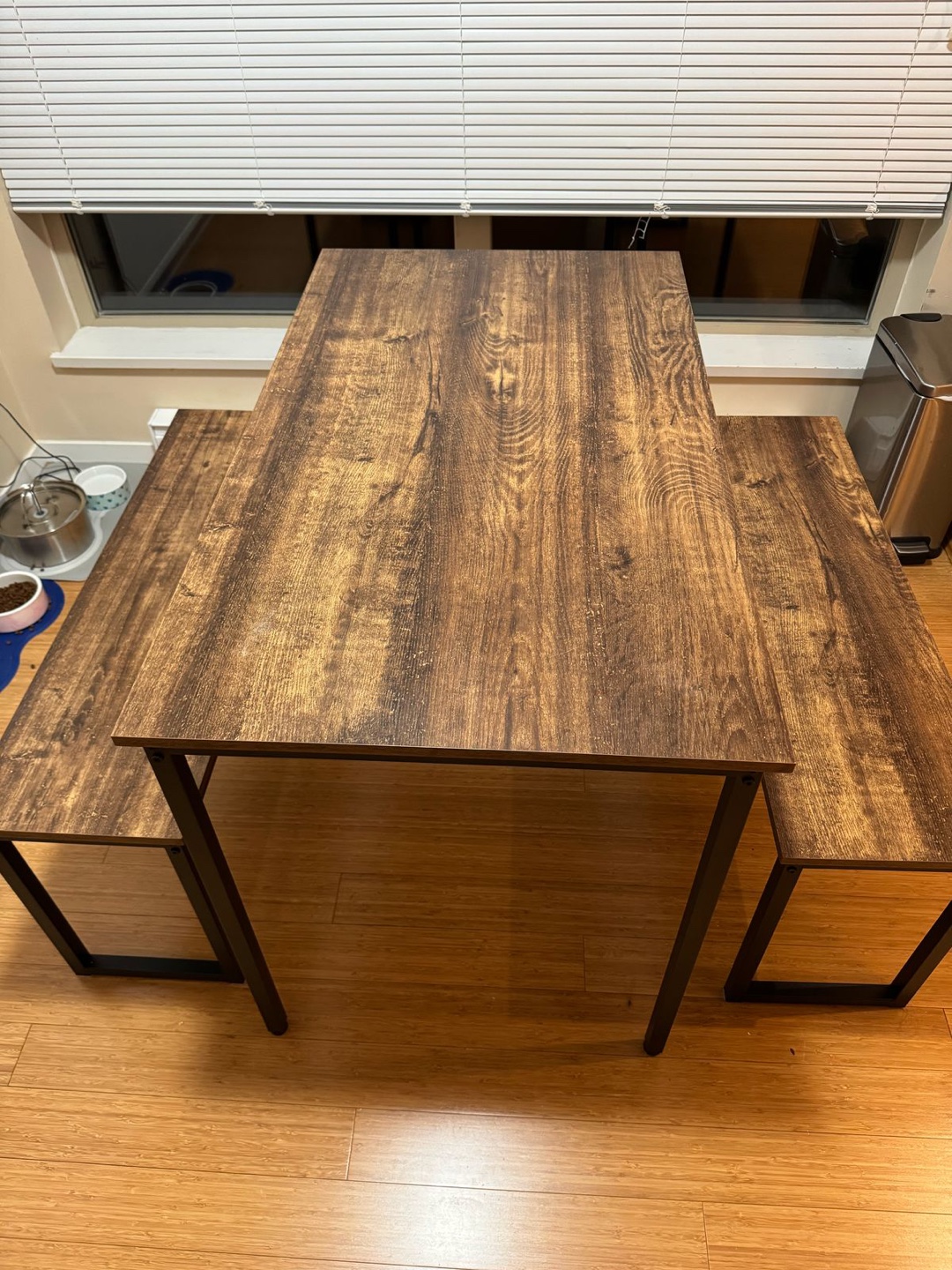 Rustic Dining Table Set with Two Benches - photo 2