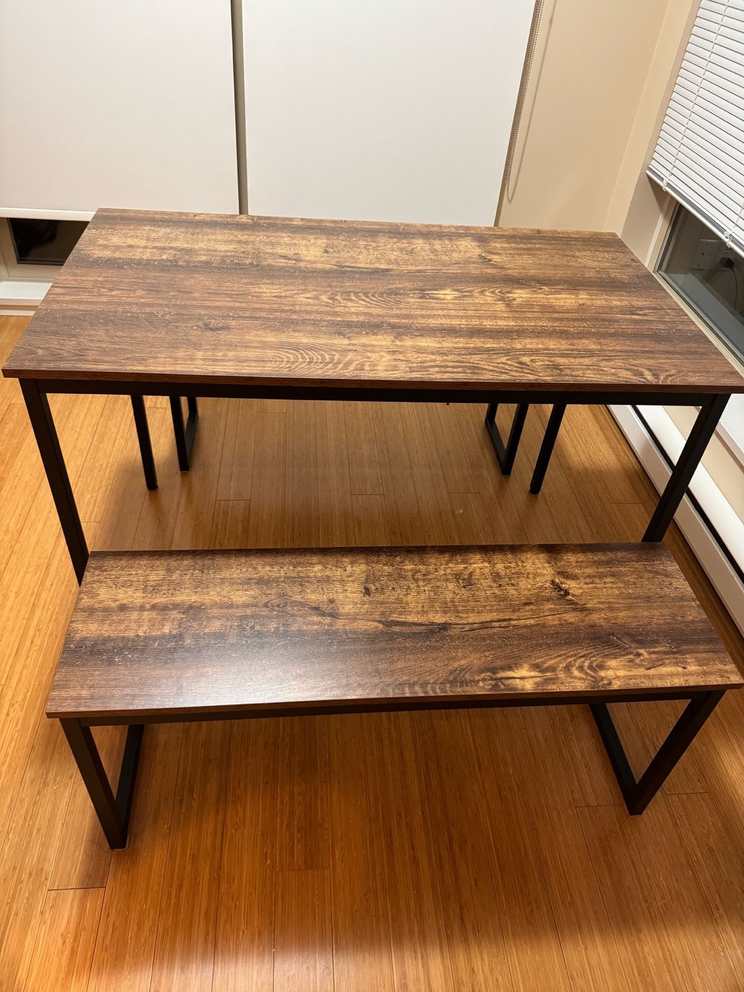 Rustic Dining Table Set with Two Benches - photo 3