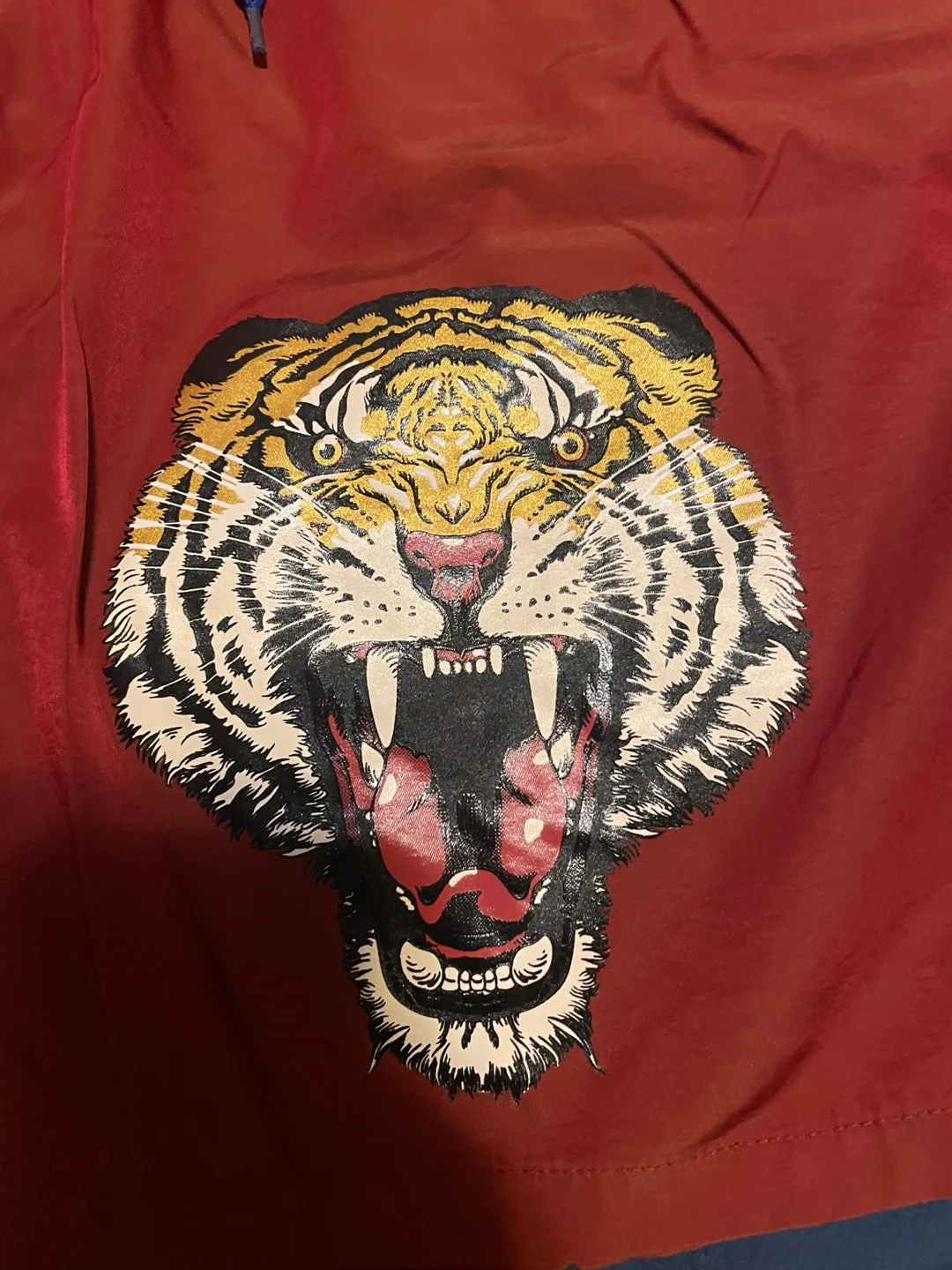 Men's Red Tiger Shorts with right side pocket image indicator(2)