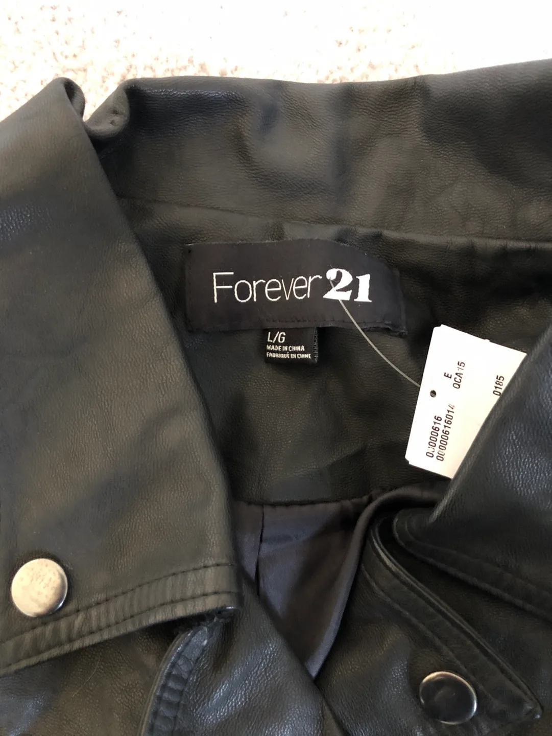 Forever 21 Black Faux Leather Jacket Size L/G image indicator(2)