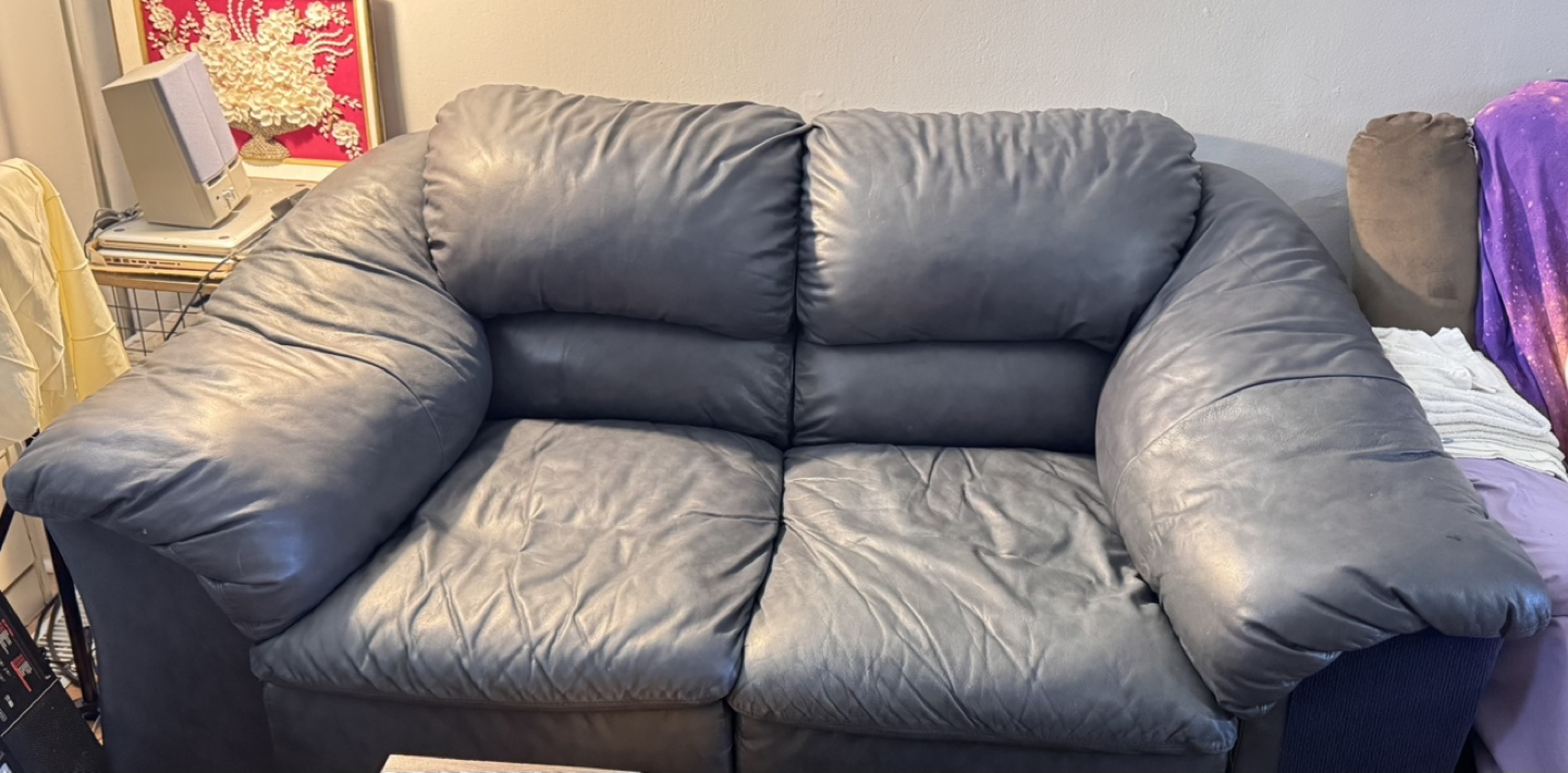 Grey Leather Loveseat - photo 5
