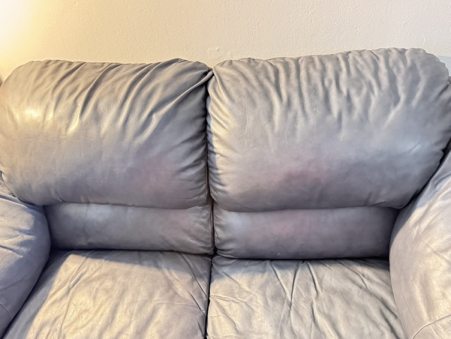 Grey Leather Loveseat - photo 2