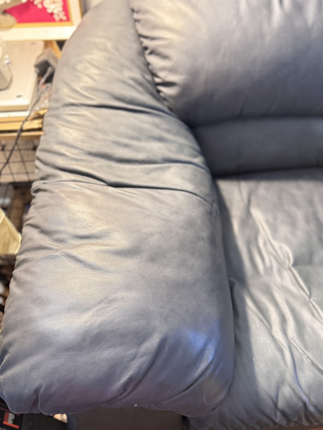 Grey Leather Loveseat - photo 4