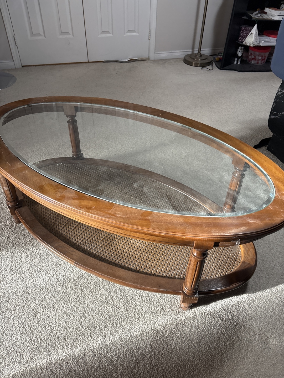 Vintage Oval Coffee Table with Glass Top - photo 2