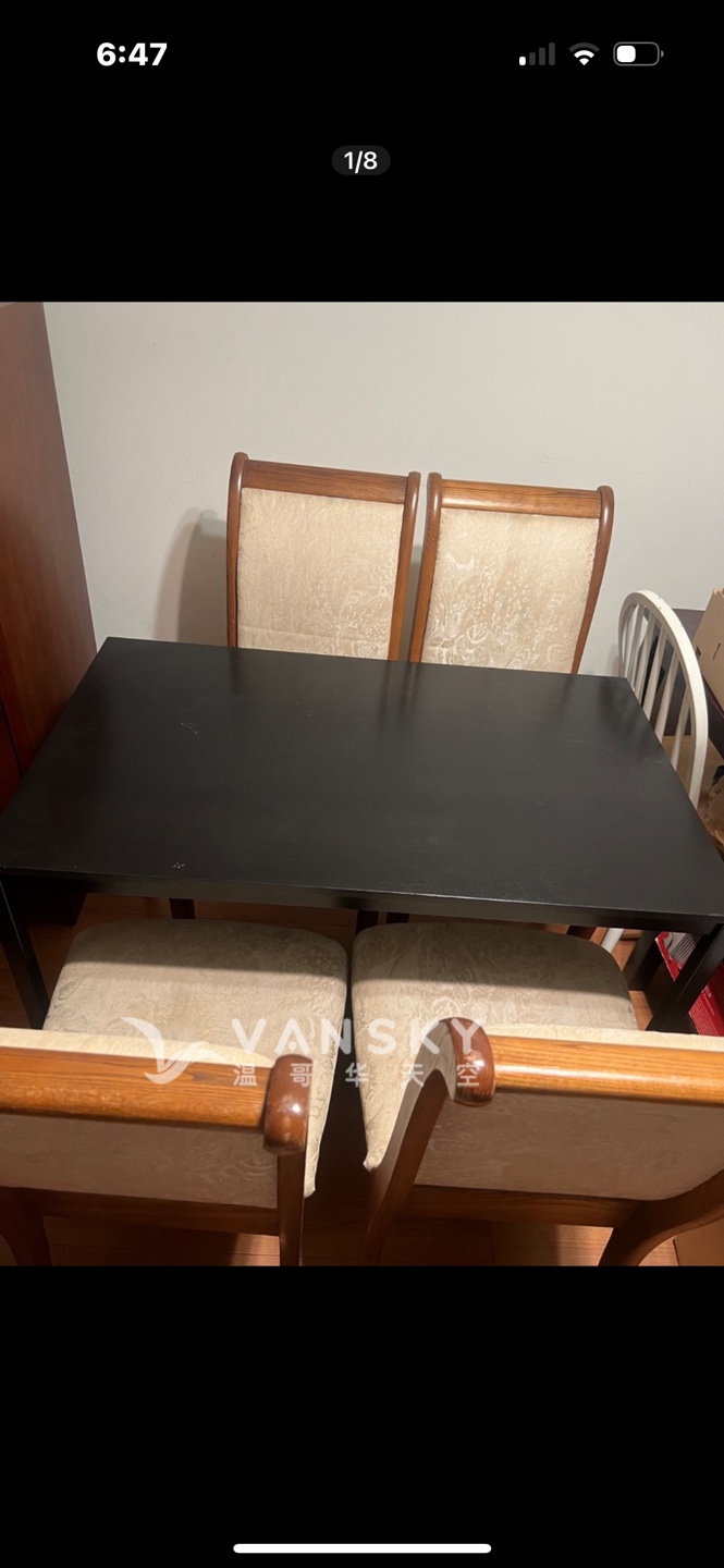 Four Dining Chairs and Table Set