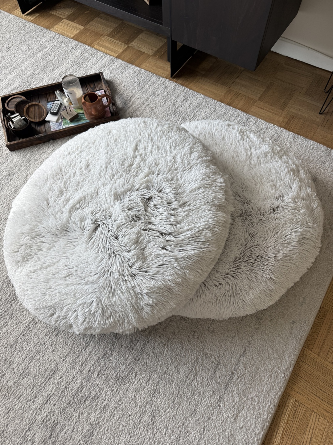 Barely used! Fluffy Round Floor Cushions