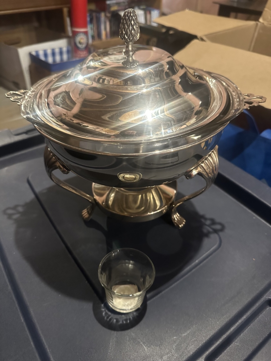 Vintage Silver Chafing Dish with Pyrex Bowl