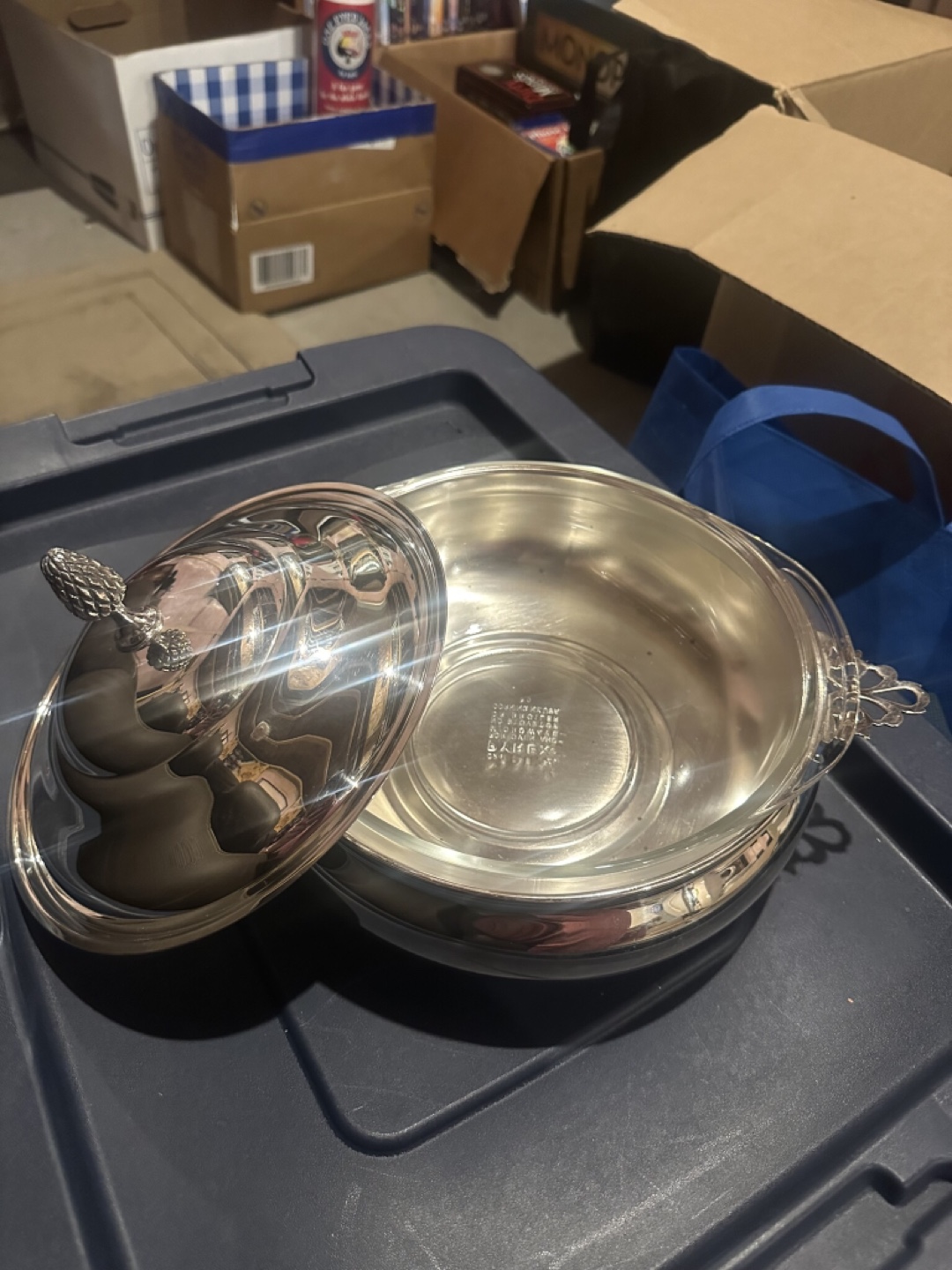 Vintage Silver Chafing Dish with Pyrex Bowl - photo 5