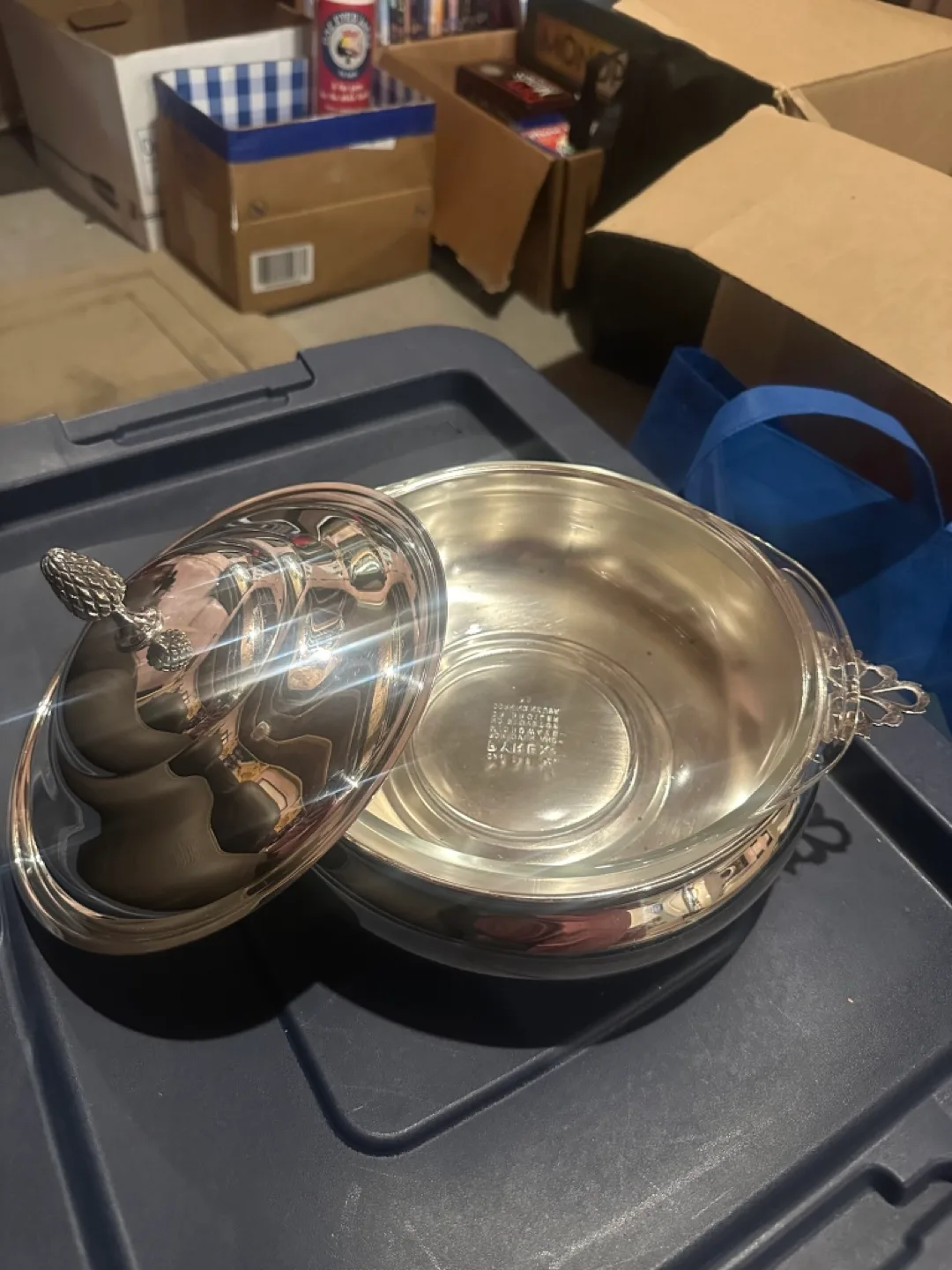 Vintage Silver Chafing Dish with Pyrex Bowl image indicator(5)