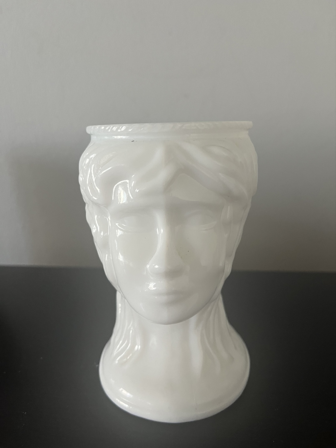 Vintage White Milk Glass Head Planter