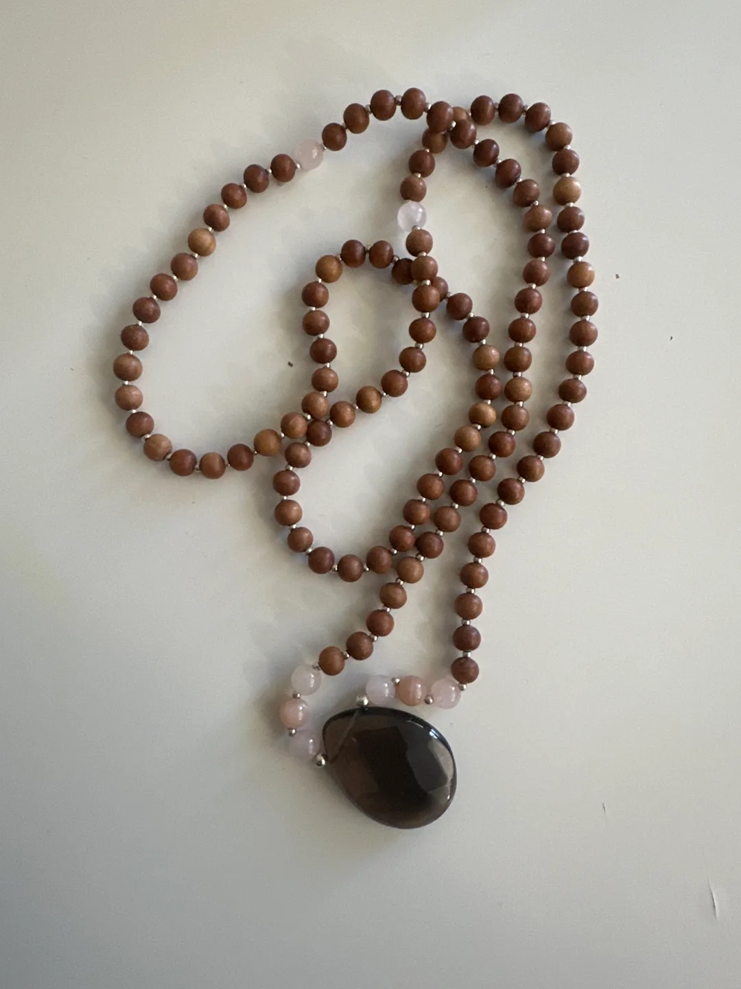 Smoky Quartz & Rose Quartz Mala Necklace thumbnail