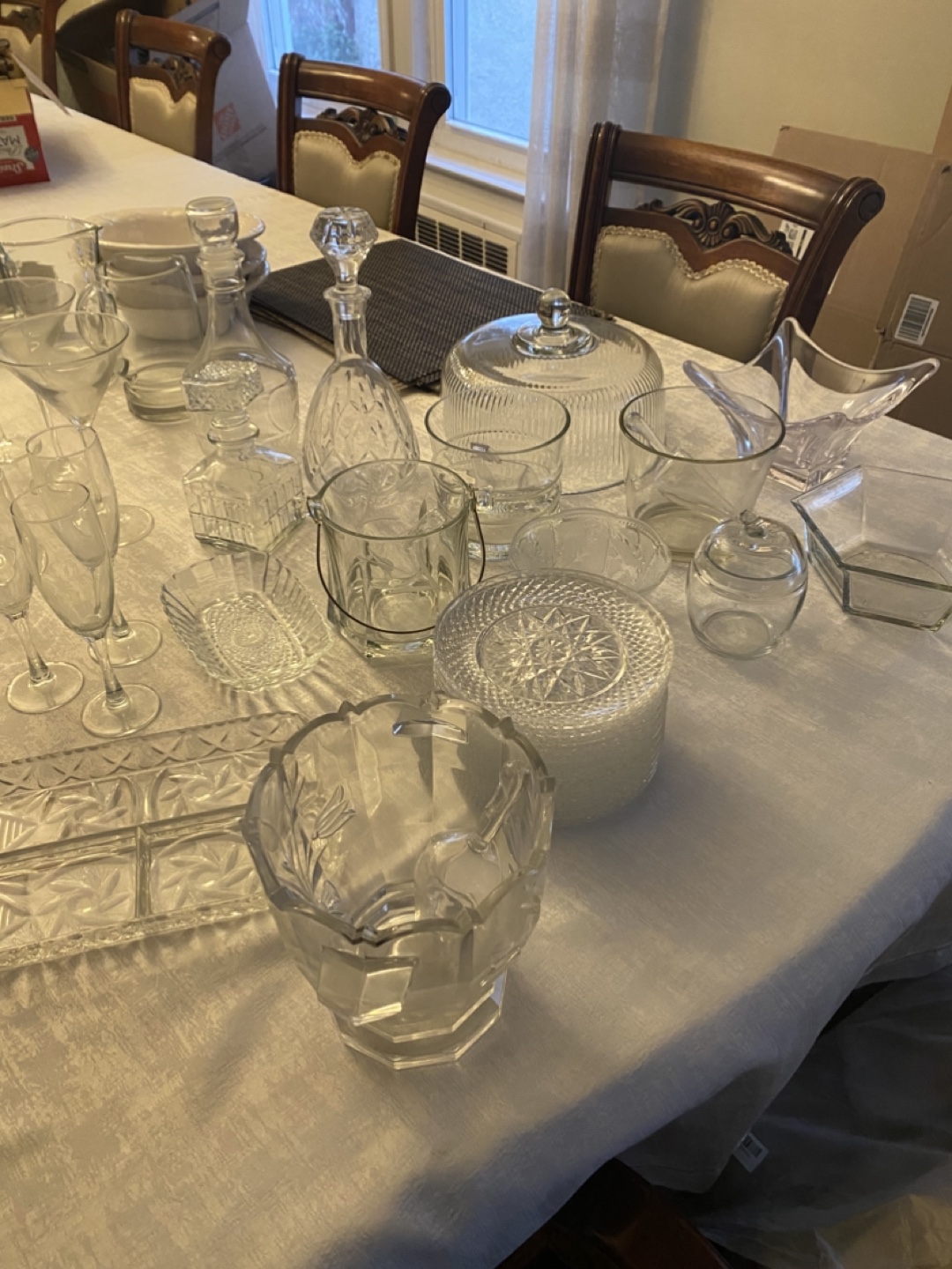 Large Lot of Glassware, Dishes, and Serving Pieces