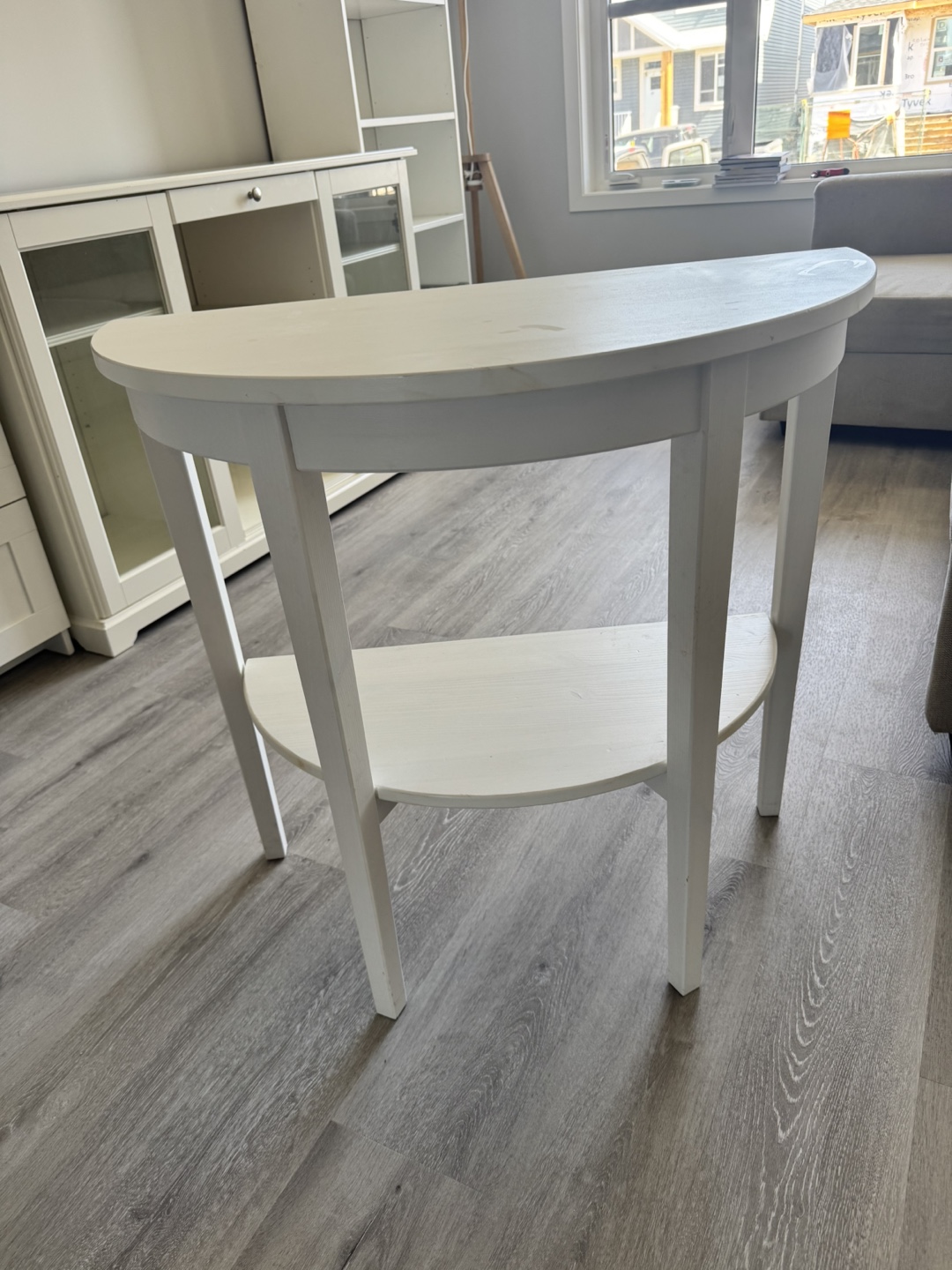 White Half-Moon Console Table