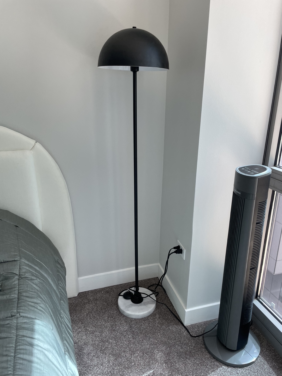 Black Floor Lamp with Marble Base