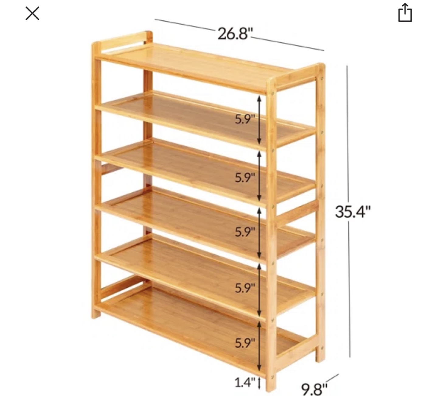 Bamboo 5-Tier Shoe Rack Organizer