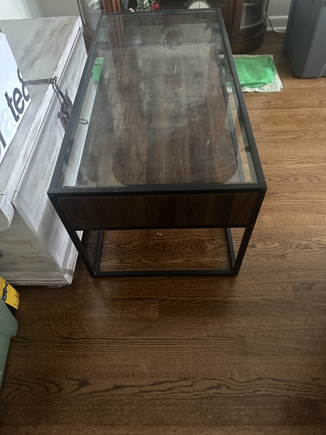 Glass top rectangle coffee table