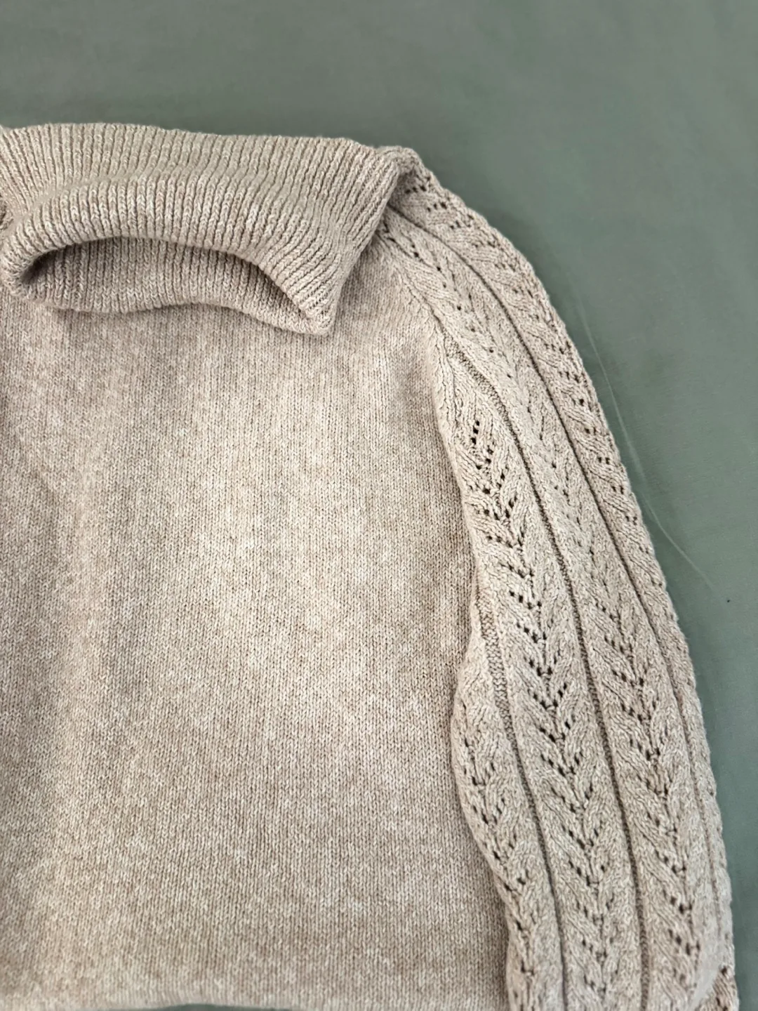 Women's Beige Knit Turtleneck Sweater thumbnail