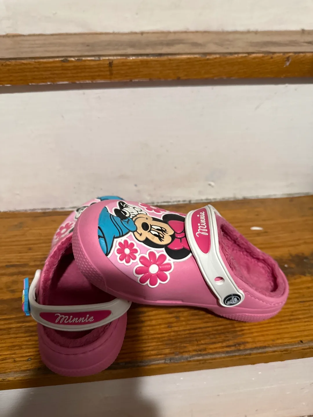Minnie Mouse Crocs - Pink Fuzzy Lined Clogs - Toddler Size thumbnail