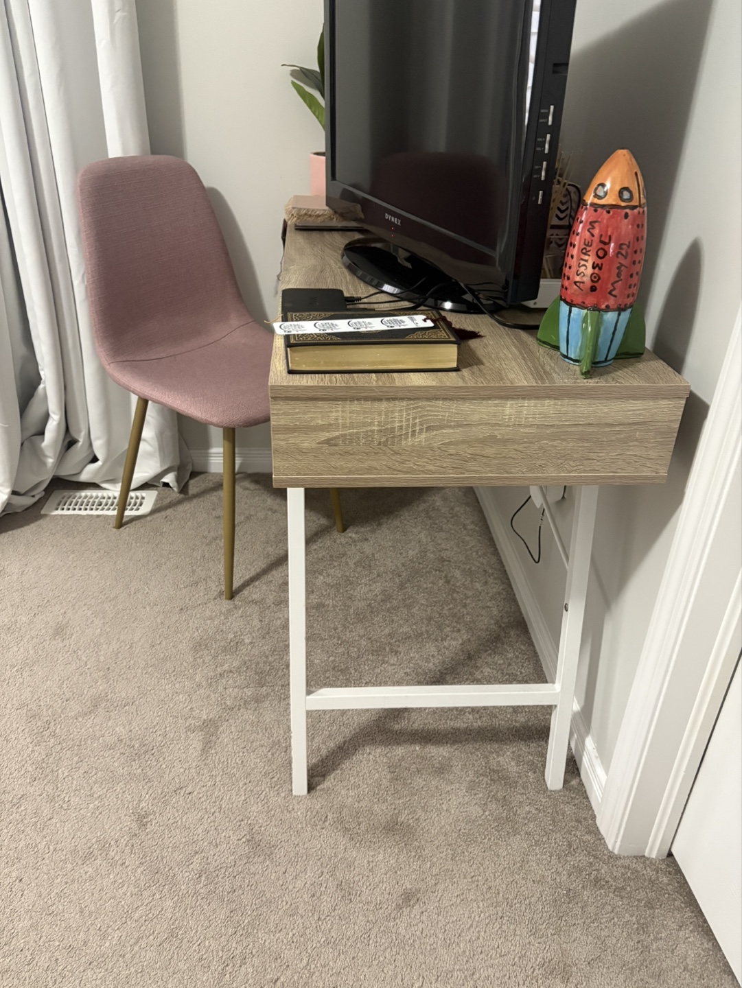 Compact Writing Desk with White Legs