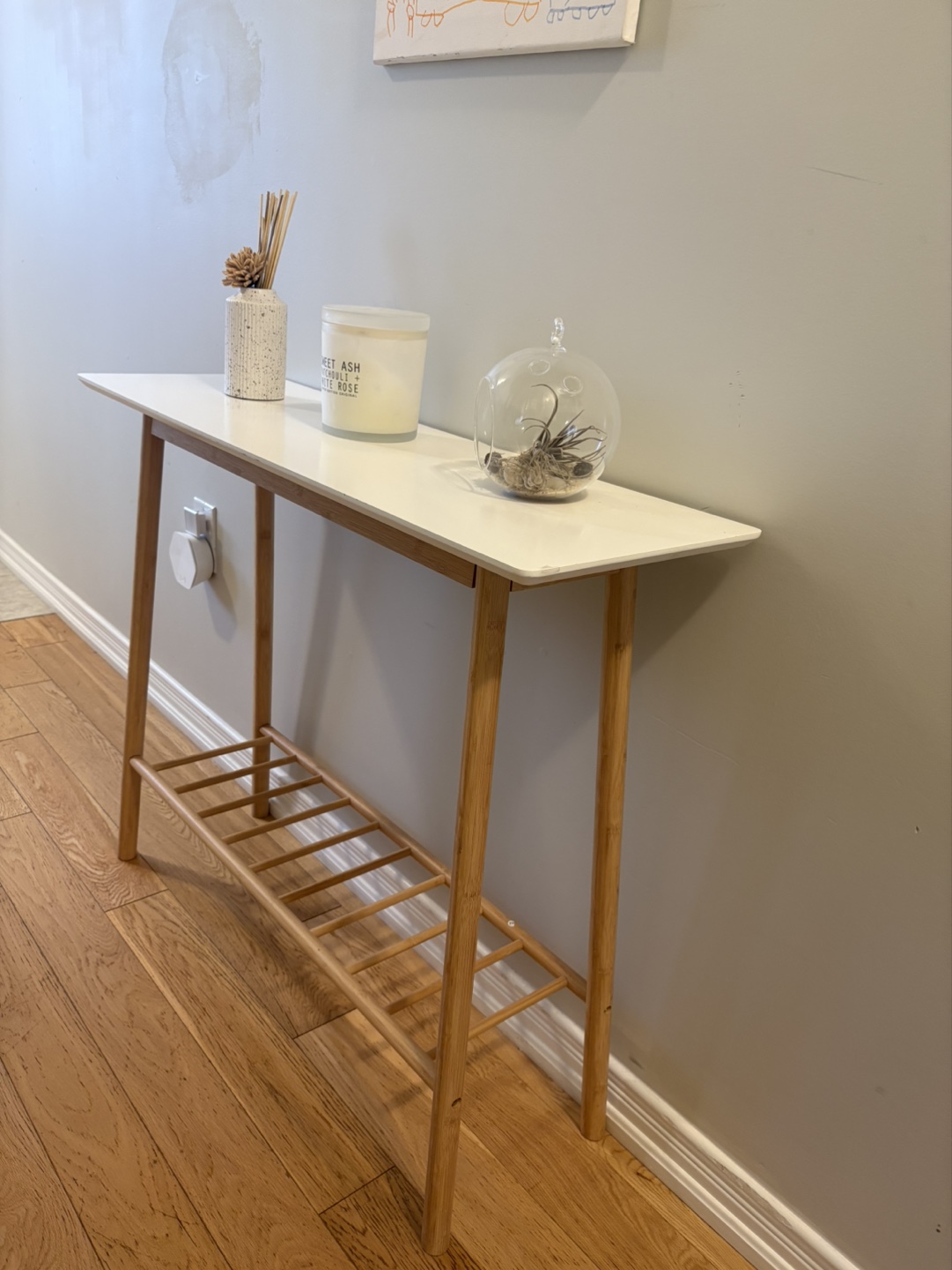 Bamboo Console Table with Shelf