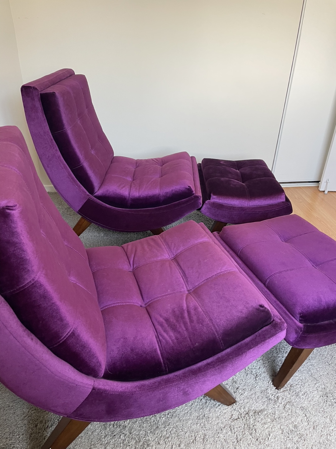 1 Velvet Chair and Ottoman - photo 3