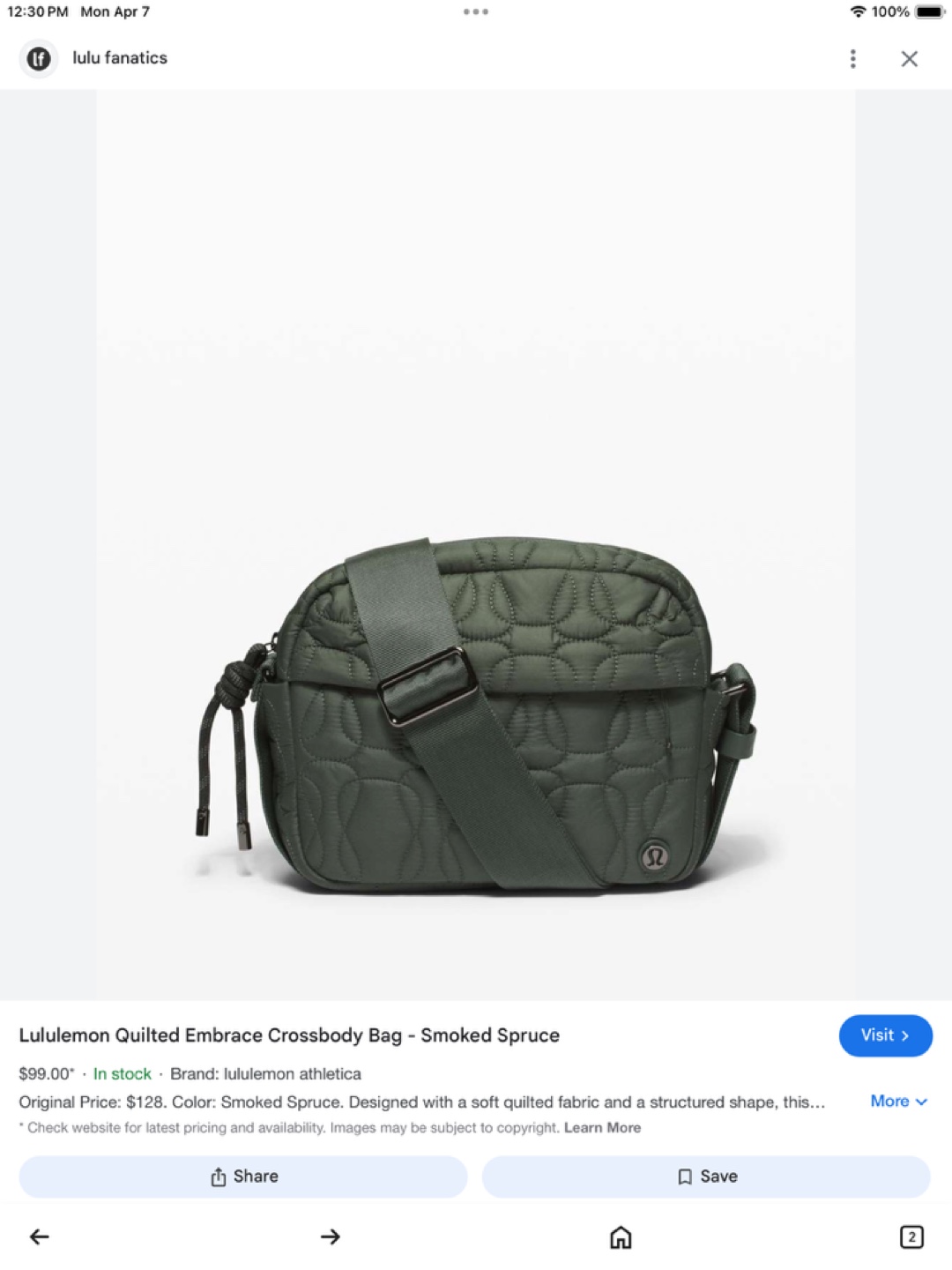 Lululemon Quilted Embrace Crossbody Bag - Black