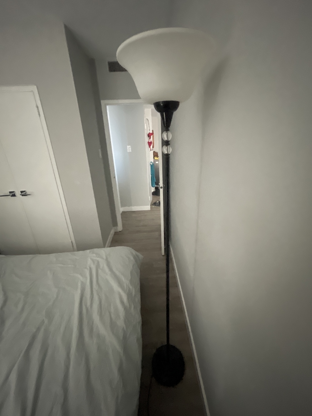 Floor Lamp, Black Metal, White Shade - photo 2