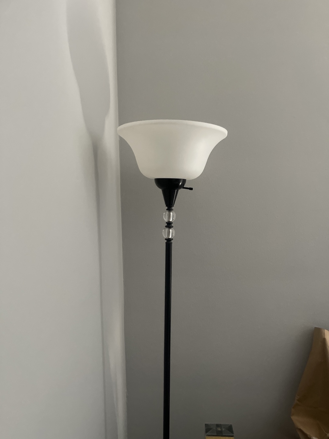 Floor Lamp, Black Metal, White Shade