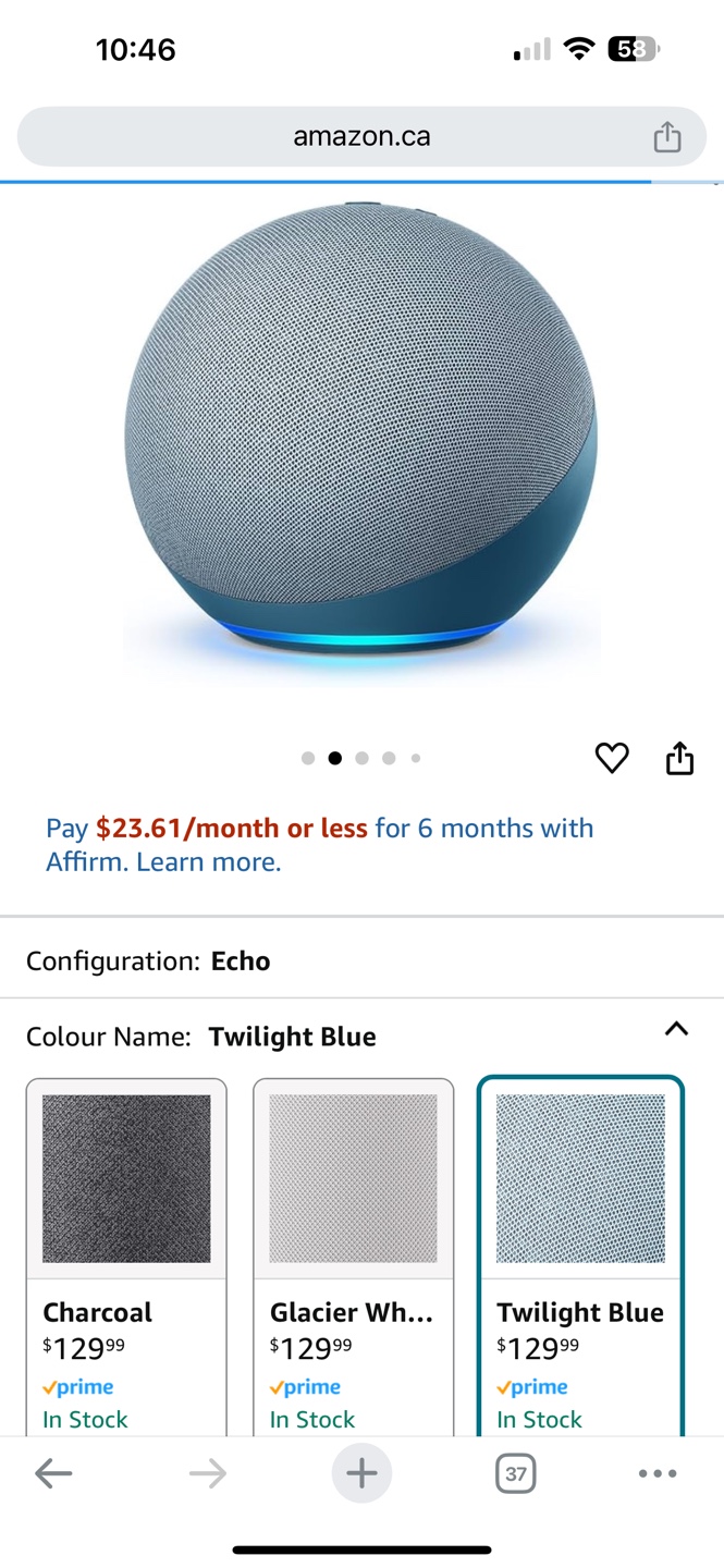 Amazon Echo Smart Speaker - Twilight Blue 💚