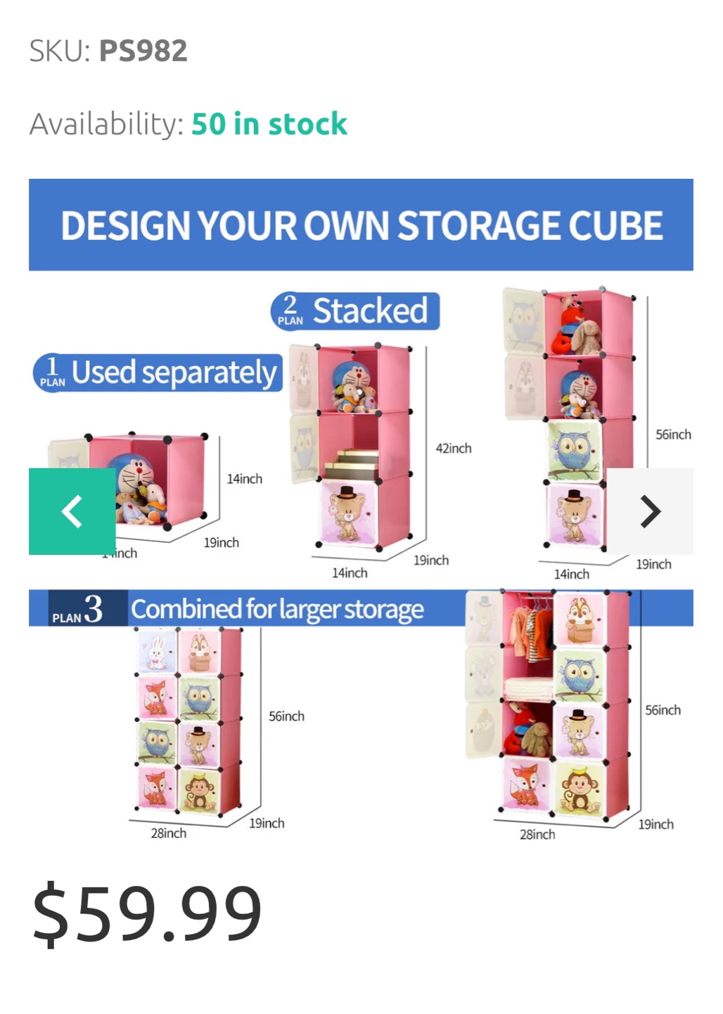 8-Cube Portable Closet Wardrobe with Doors & Hanger - photo 3