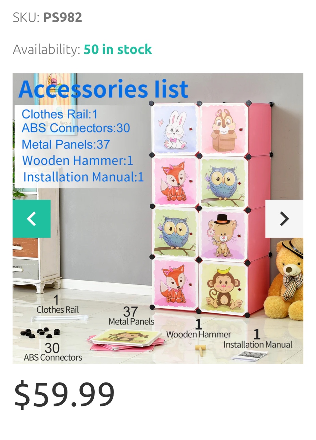 8-Cube Portable Closet Wardrobe with Doors & Hanger - photo 4