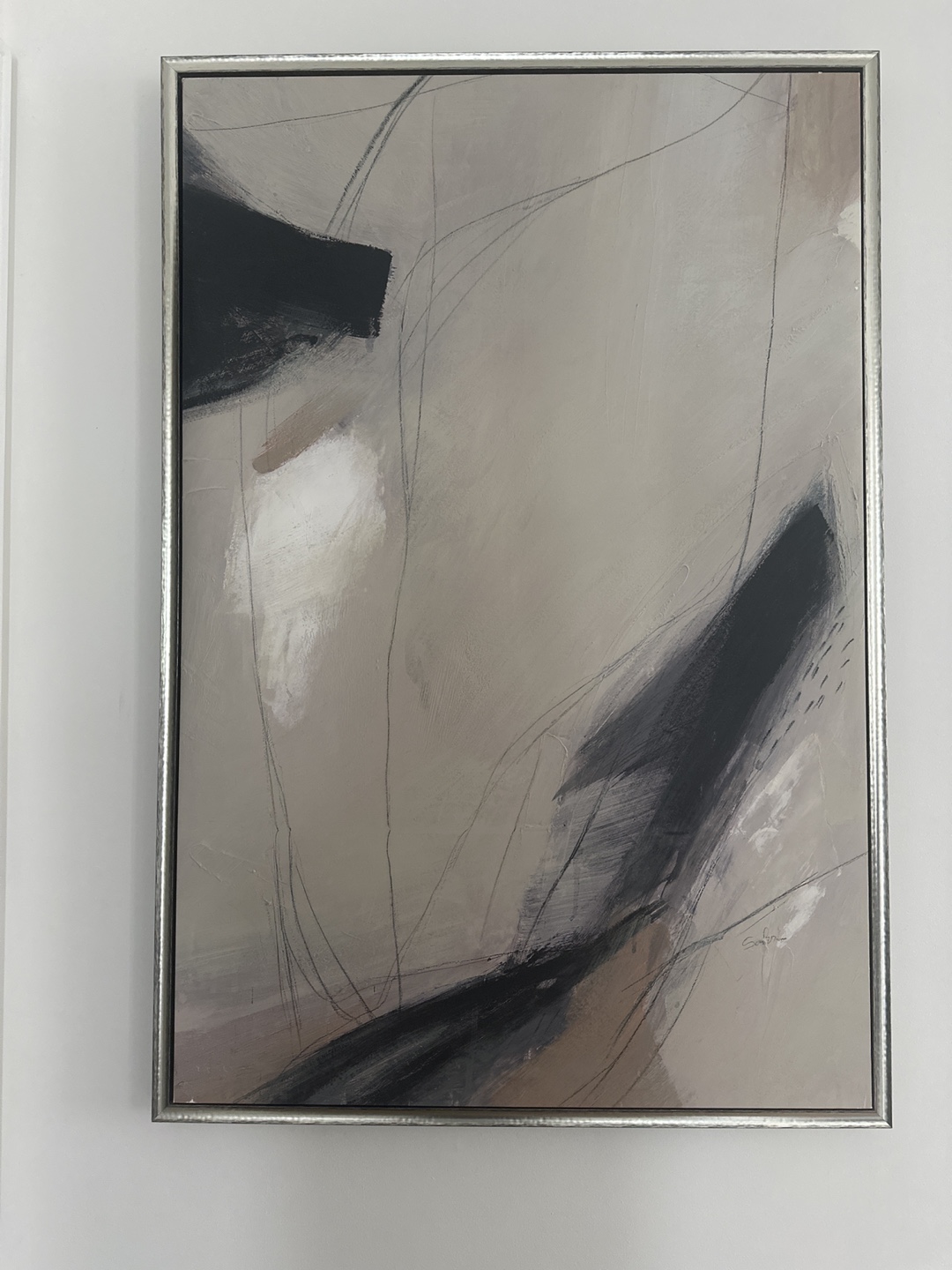 Abstract Painting in Silver Frame