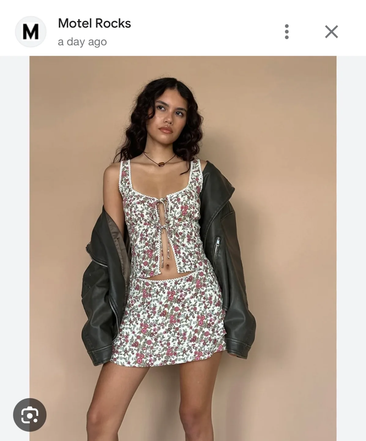 Motel Rocks Floral Crop Top and Mini Skirt Set thumbnail