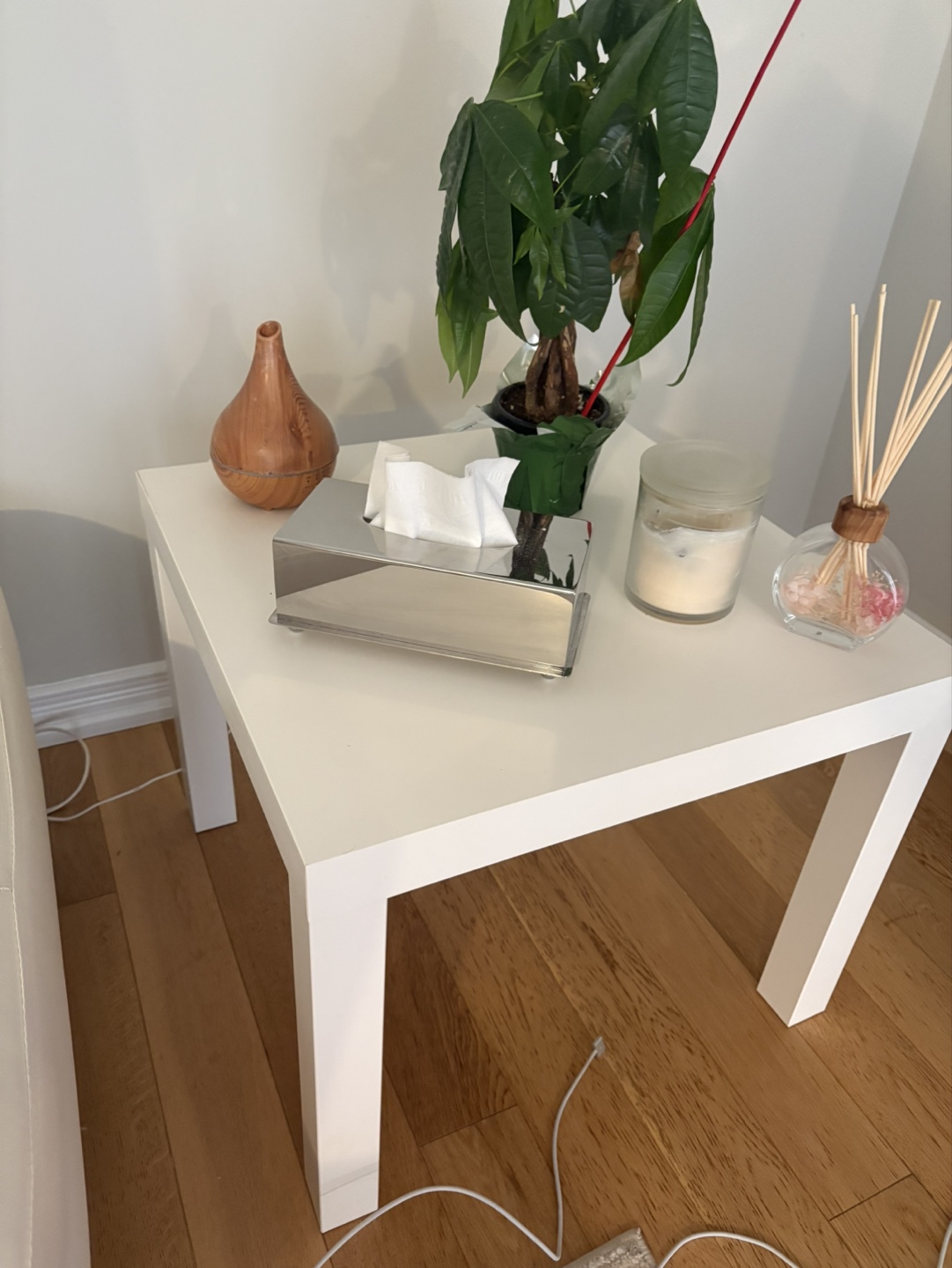 White Square End Table