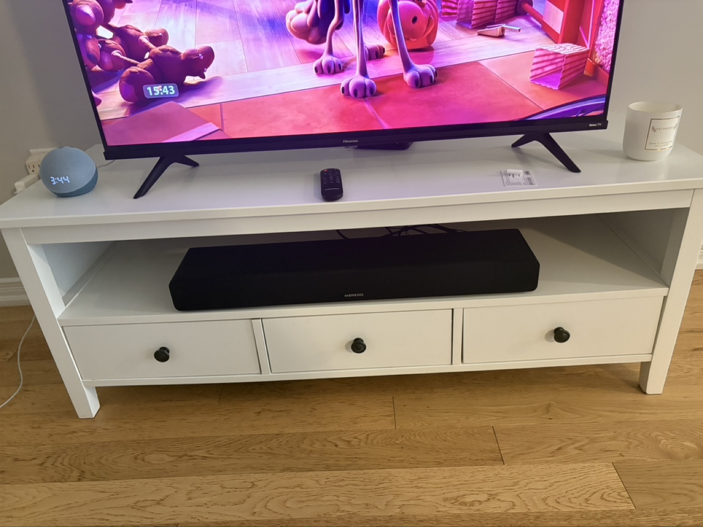 White TV Stand with Drawers