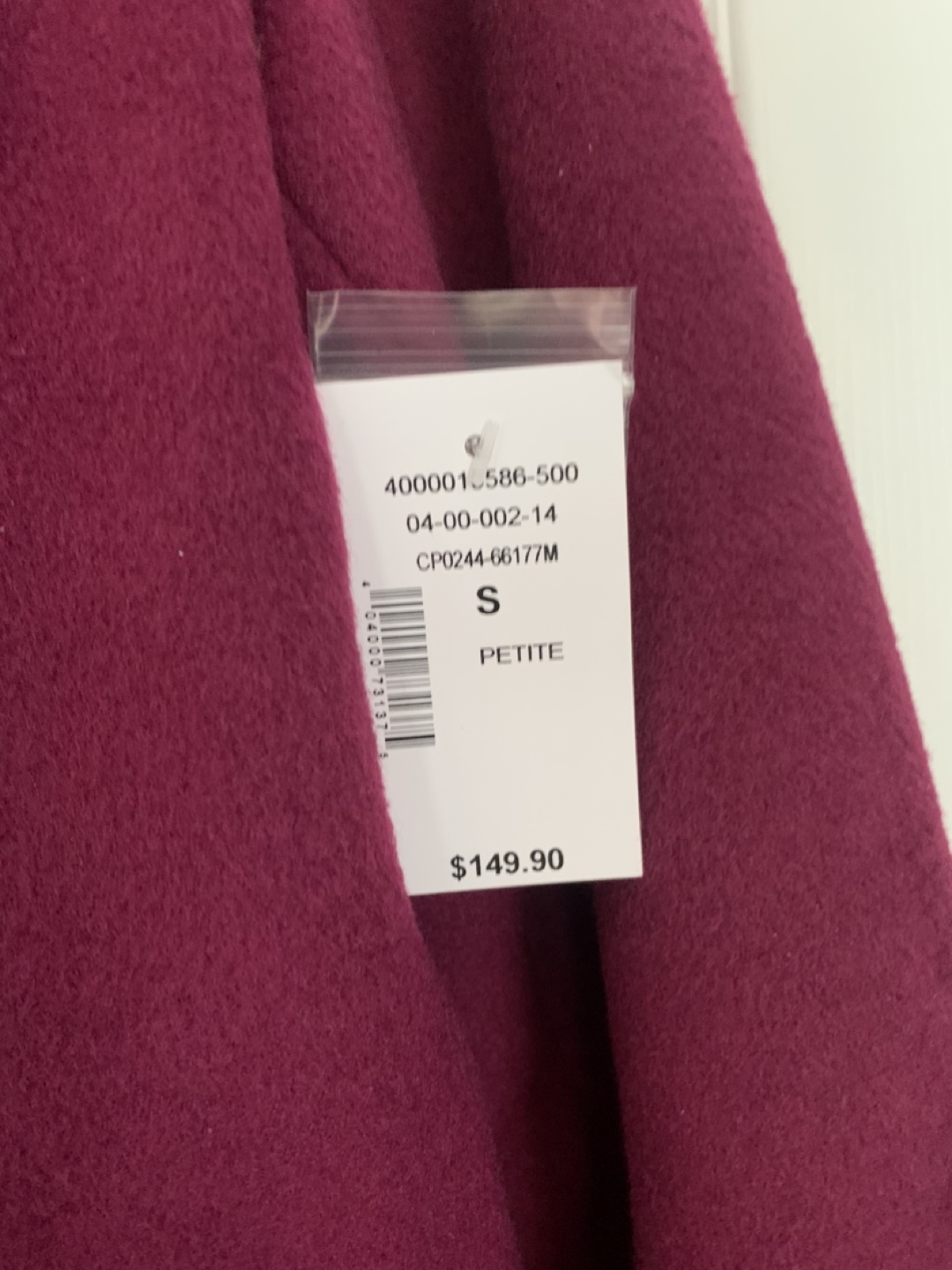 Cleo Petite Women's Burgundy Peacoat Size Small