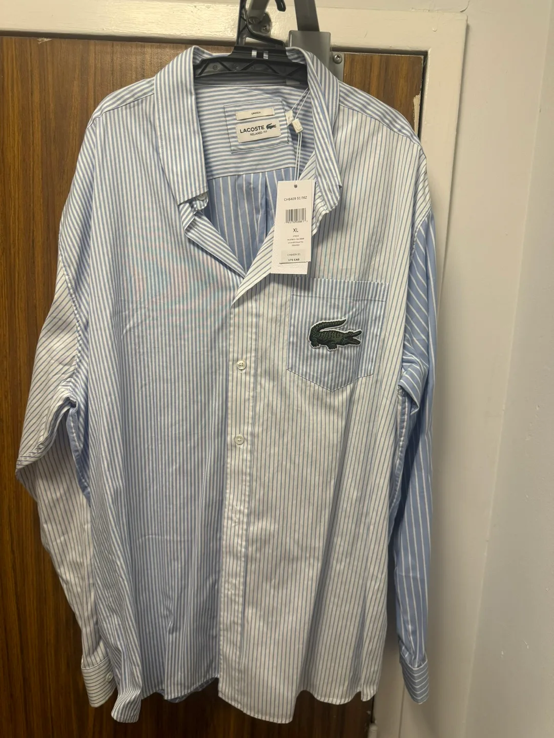 Lacoste NWT Unisex Relaxed Fit Striped Shirt - XL image indicator(2)