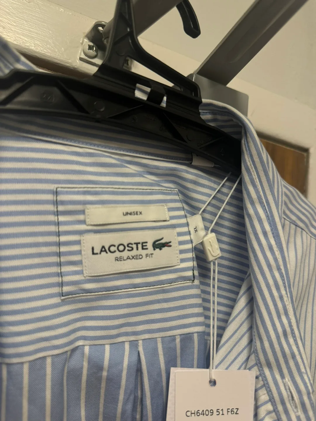Lacoste NWT Unisex Relaxed Fit Striped Shirt - XL thumbnail