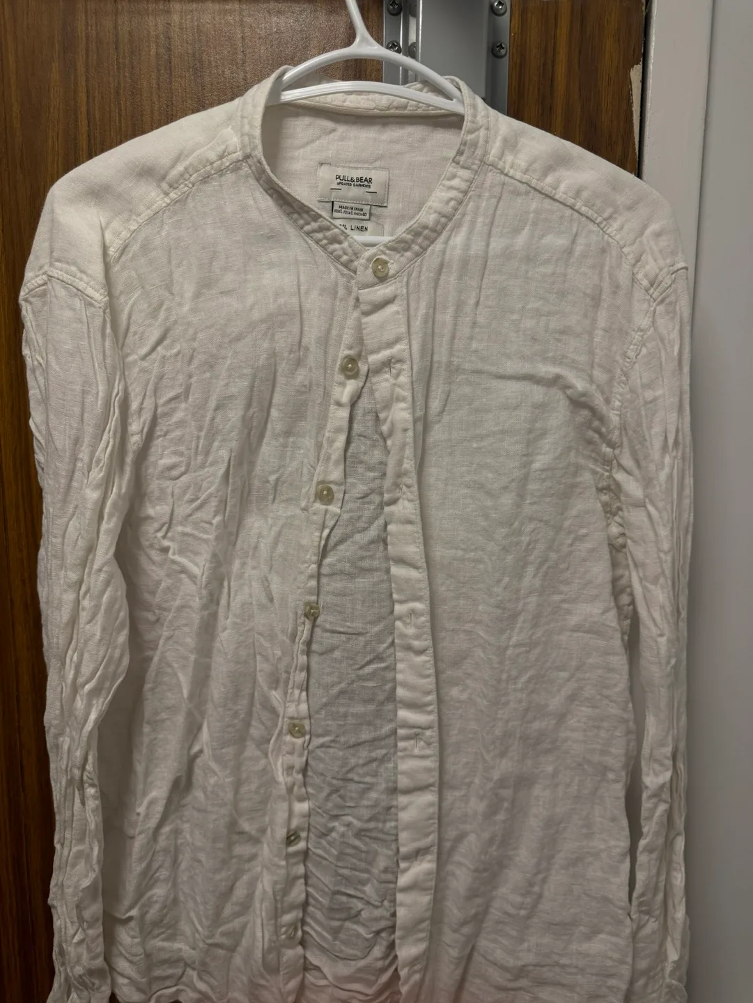 Pull&Bear Men's White Linen Shirt image indicator(2)