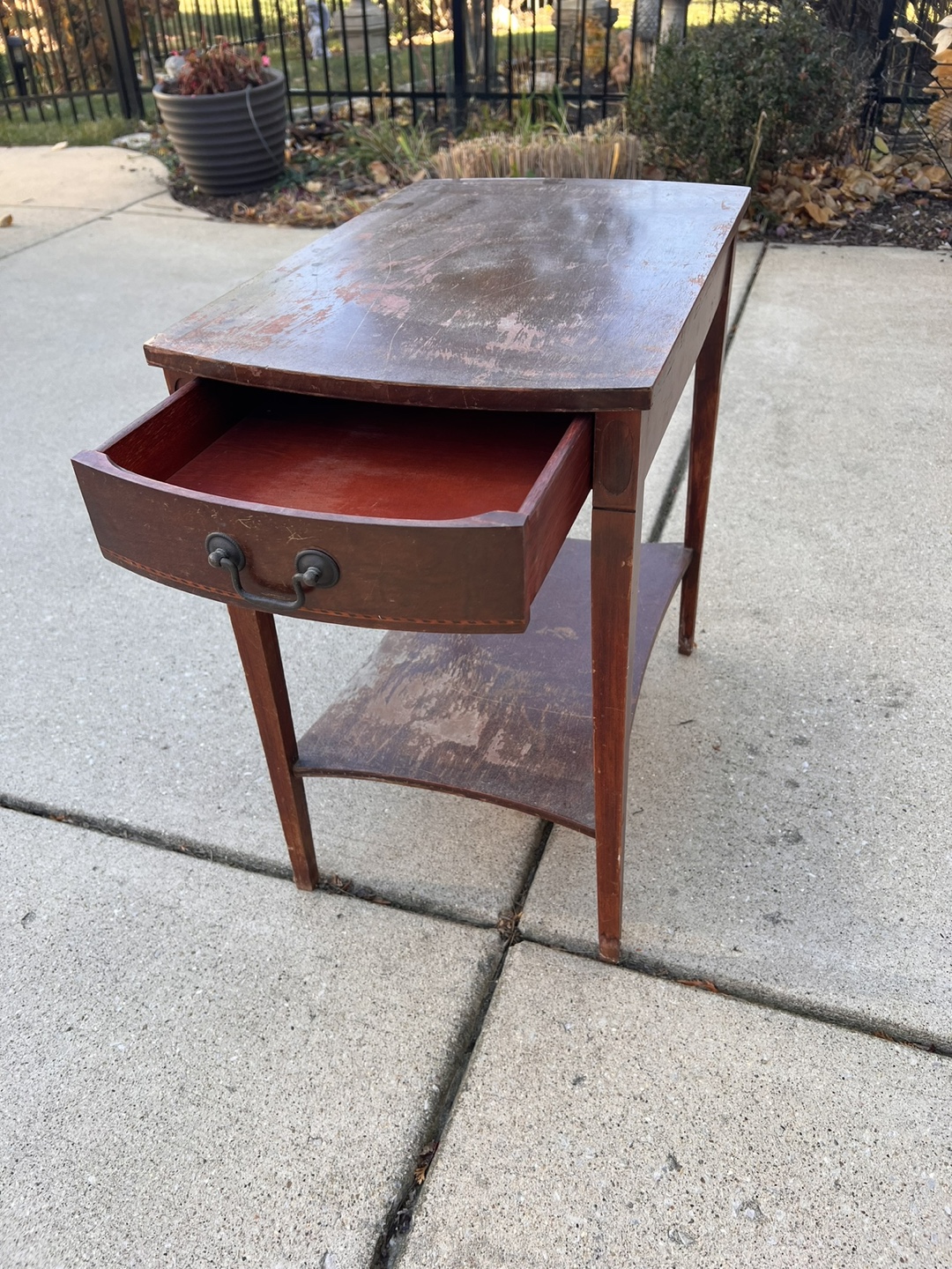 Vintage Wooden End Table with Drawer