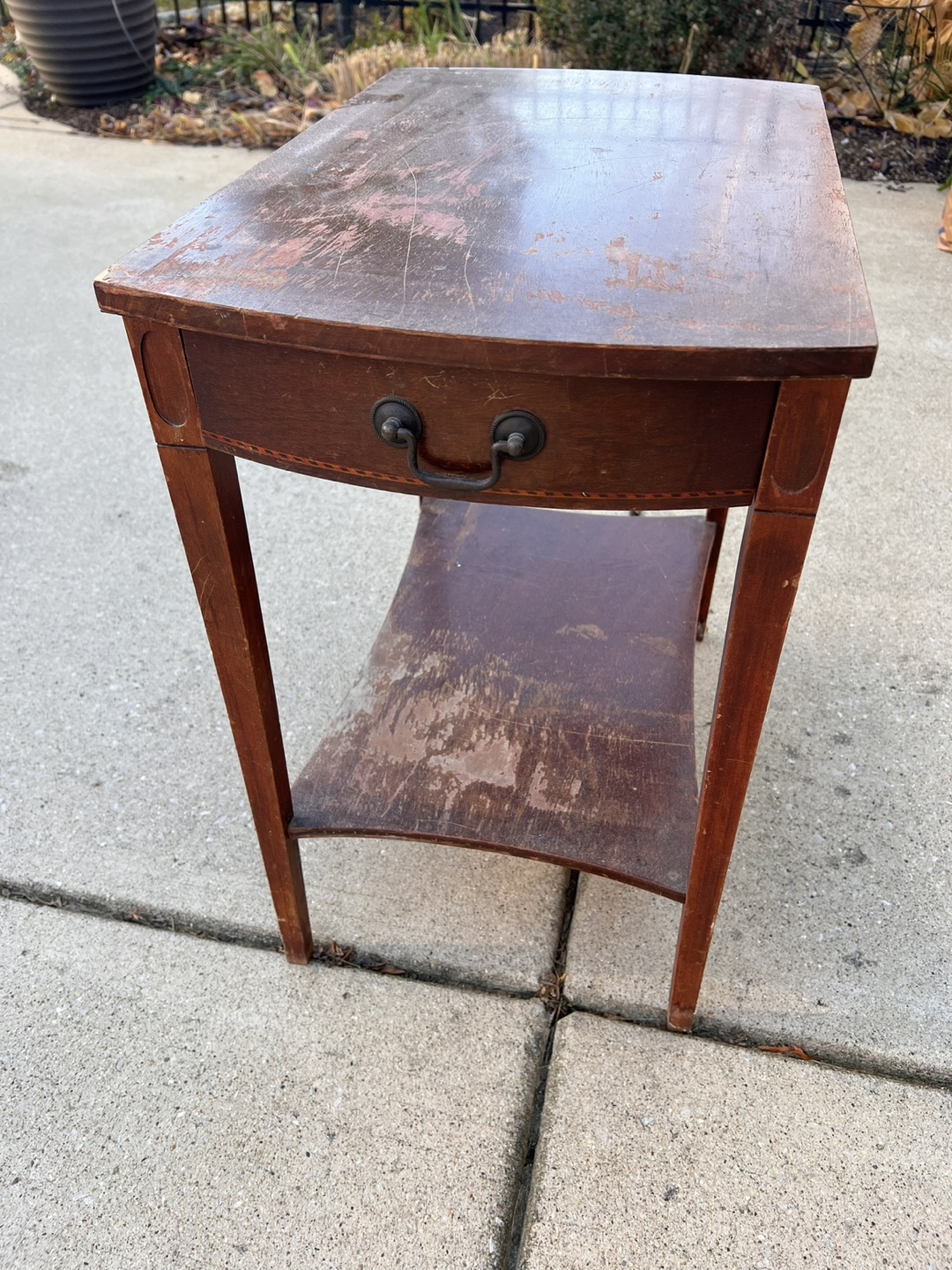 Vintage Wooden End Table with Drawer - photo 2