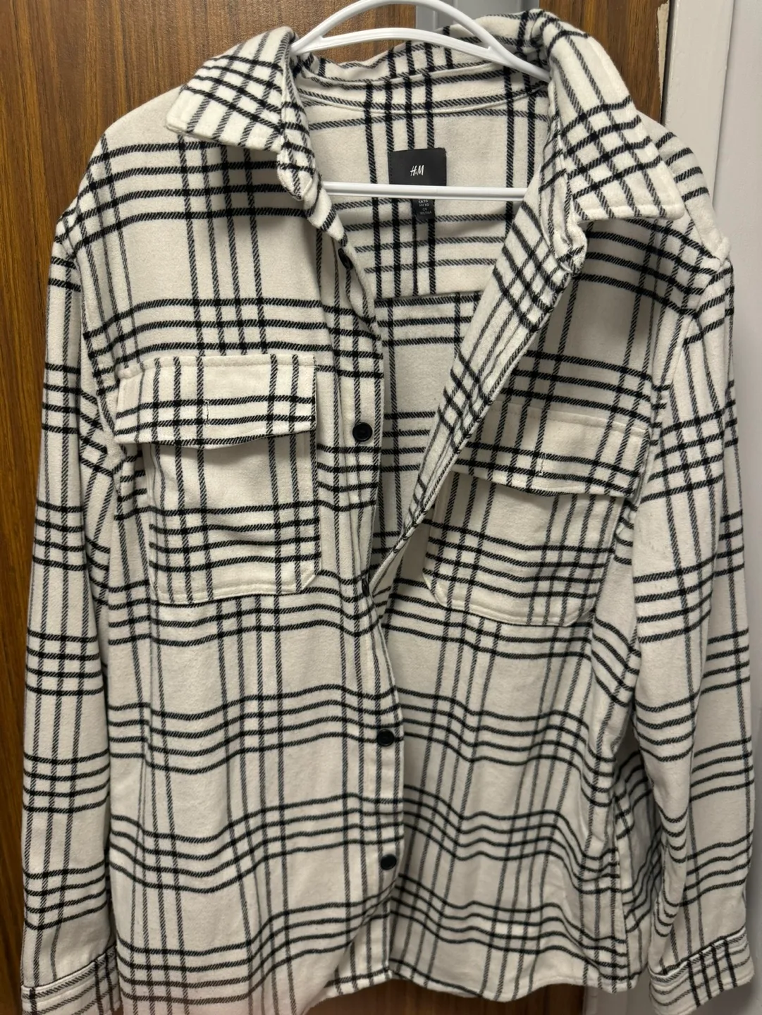 H&M Flannel Shirt - Black and White Plaid - Size XL thumbnail