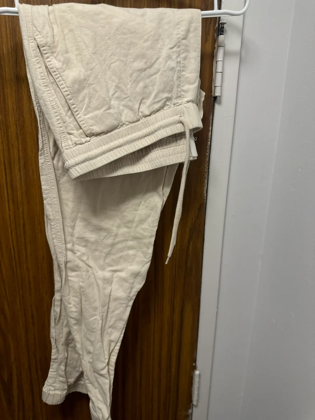 H&M Beige Linen-Blend Joggers thumbnail