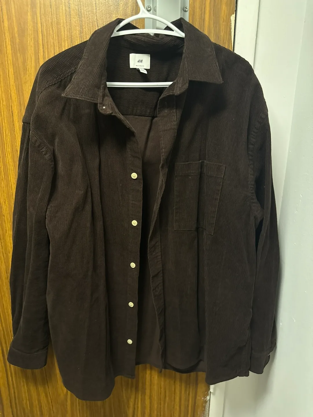 H&M Men's Relaxed Fit Corduroy Shirt - Brown - Size XL thumbnail