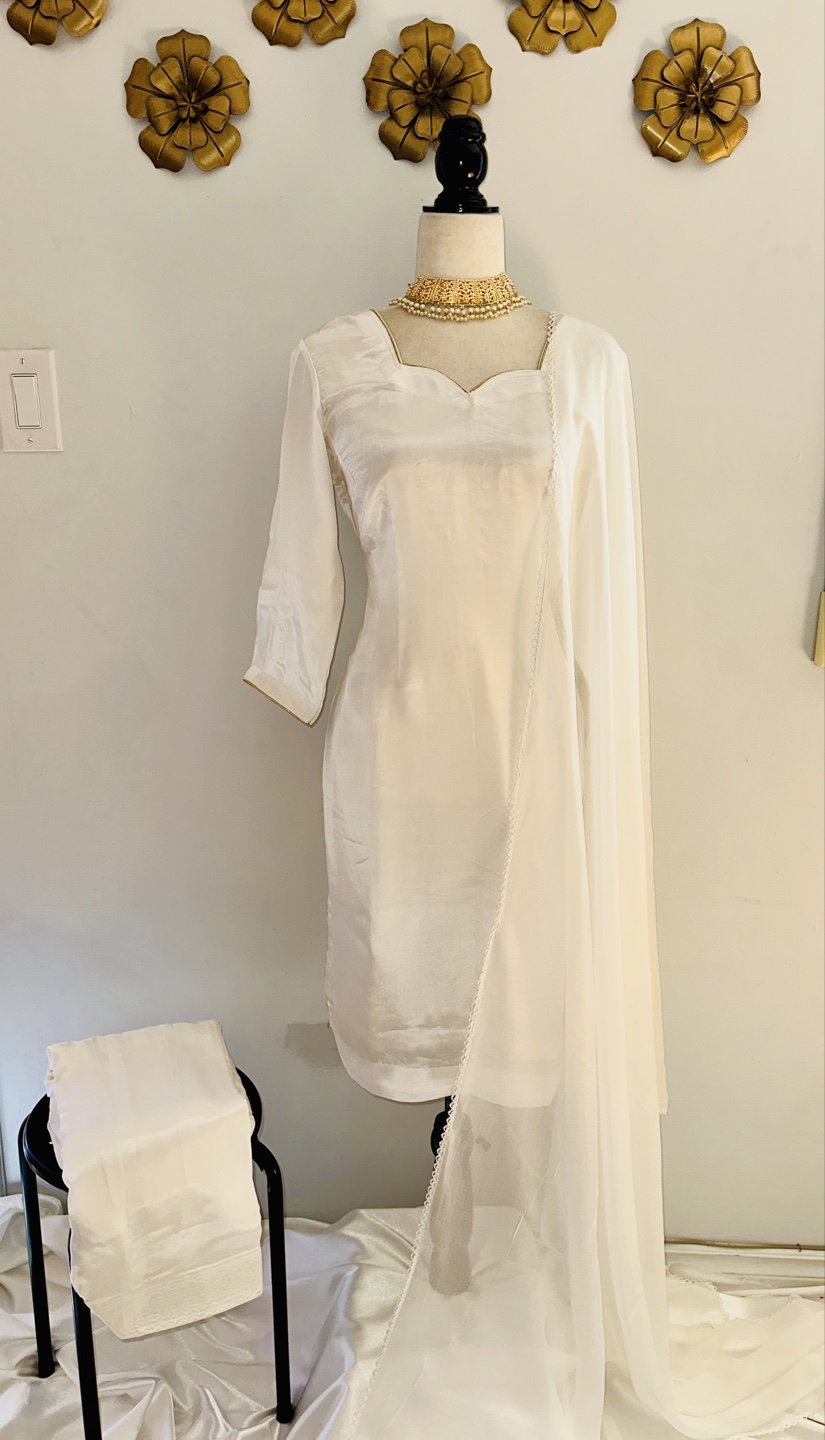 Off-White Salwar Kameez with Dupatta